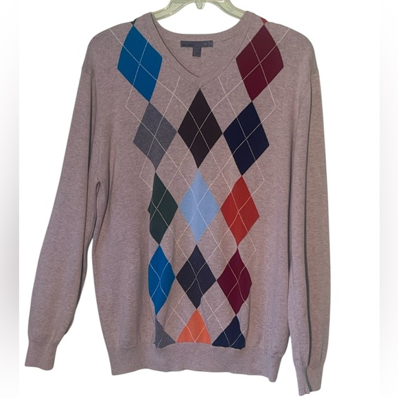 Old Navy Vintage V-neck Cotton Argyle sweater. Size XL GUC - Picture 3 of 9